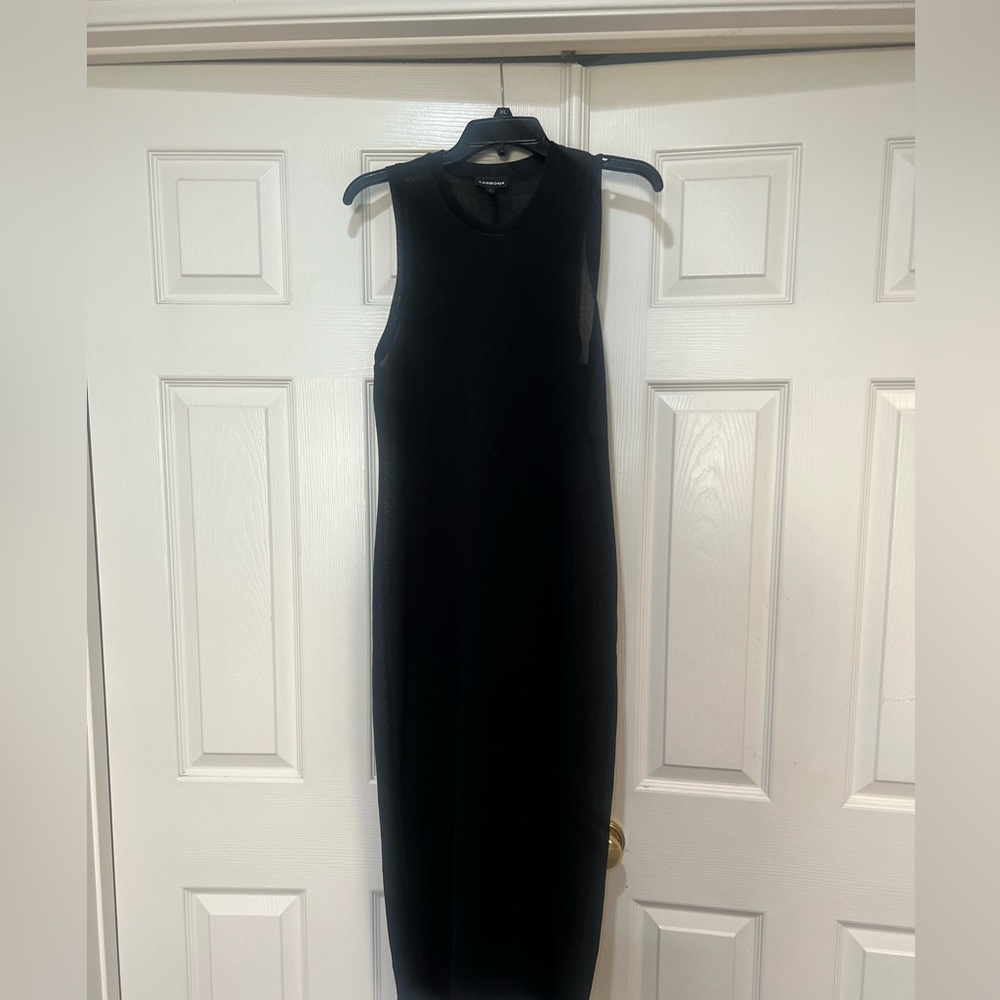 carbon38 see through Mesh black sleeveless Tunic Midi dress Coverup LBD Small